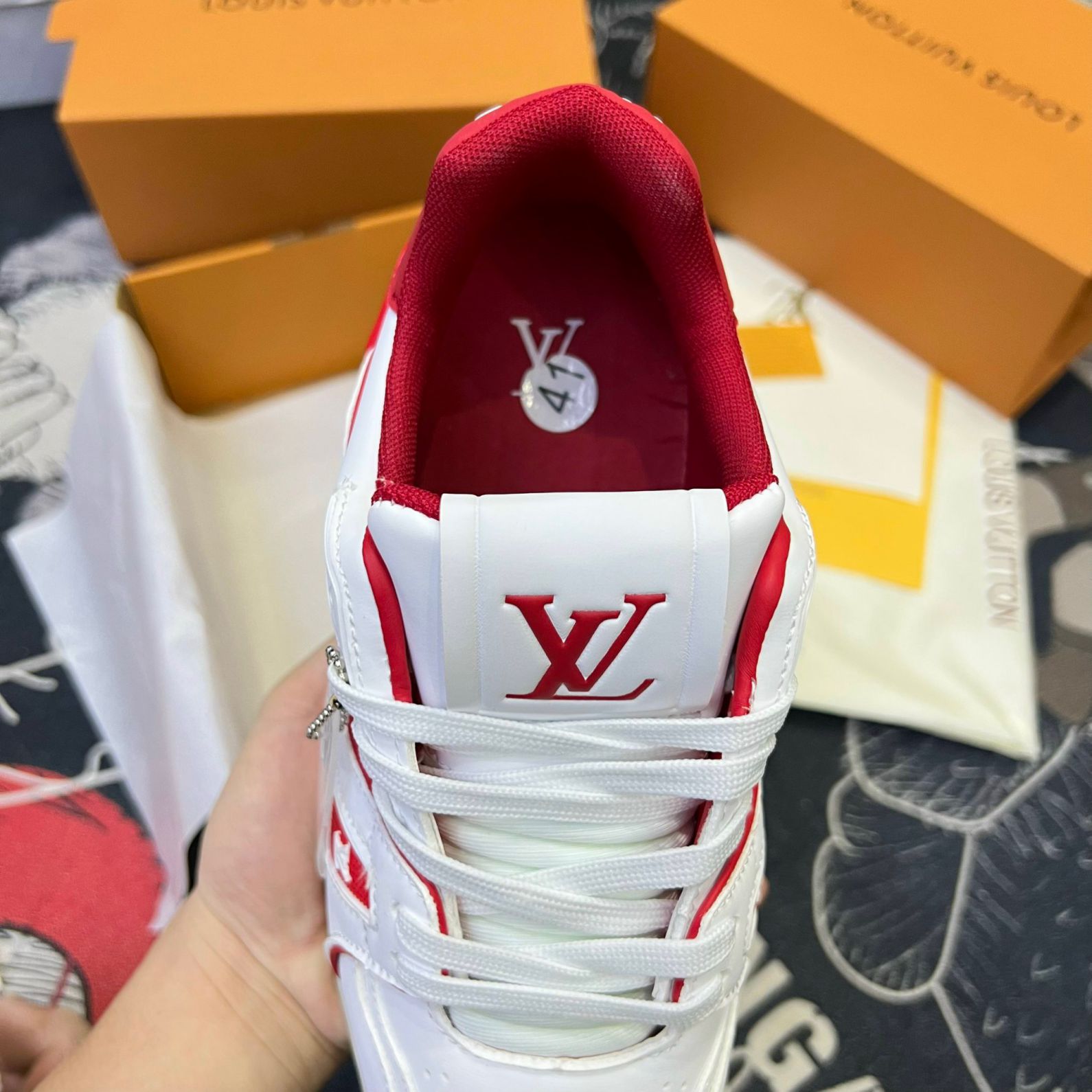 Louis Vuitton Trainer Red Monogram White
