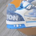 Giày Louis Vuitton Lv Trainer Monogram Denim Blue quai Velcro Like Auth