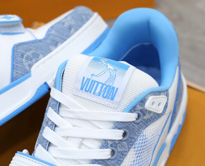 Giày Louis Vuitton Lv Trainer Monogram Denim Blue quai Velcro Like Auth