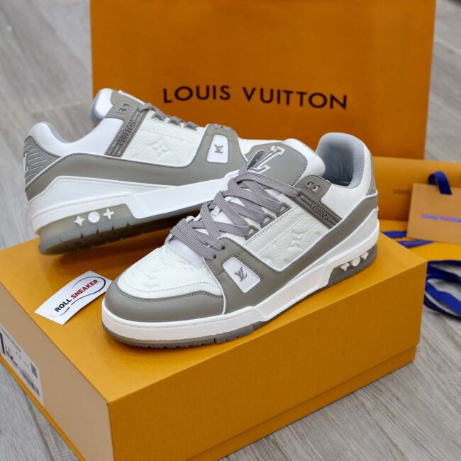 Giày Louis Vuitton Lv Trainer Monogram Grey Đế Nâu Like Auth