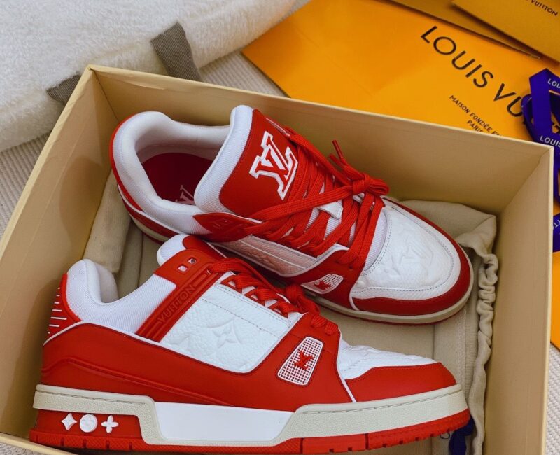 Giày Louis Vuitton Lv Trainer Monogram Đỏ Red Like Auth