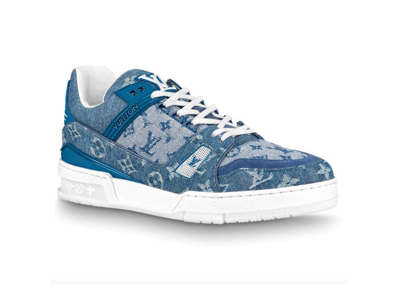 Giày Louis Vuitton LV Trainer Monogram Denim Blue Like Auth