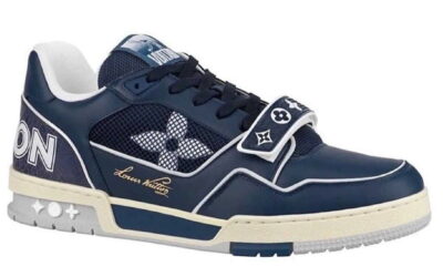 Giày Louis Vuitton Lv Trainer Monogram Navy quai Velcro Like Auth