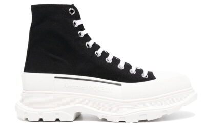 Giày Alexander McQueen Tread Slick High Top Black/White Canvas Like Auth