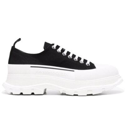Giày Alexander McQueen Tread Slick Low Top Black/White Canvas Like Auth