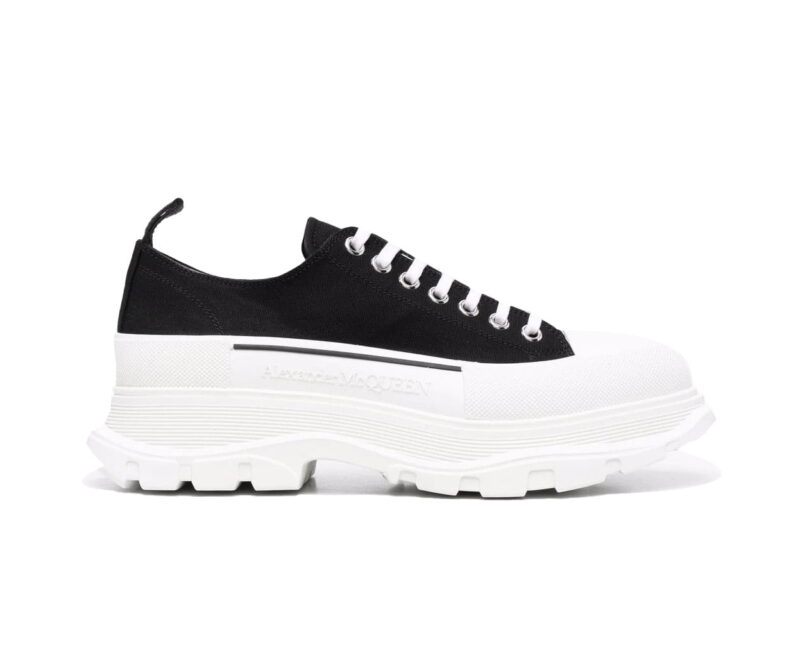 Giày Alexander McQueen Tread Slick Low Top Black/White Canvas Like Auth