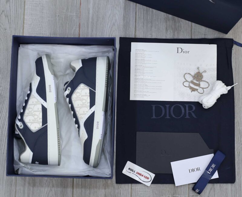 Giày Dior B27 Low Deep Blue and White họa tiết da Dior Oblique Galaxy Like Auth