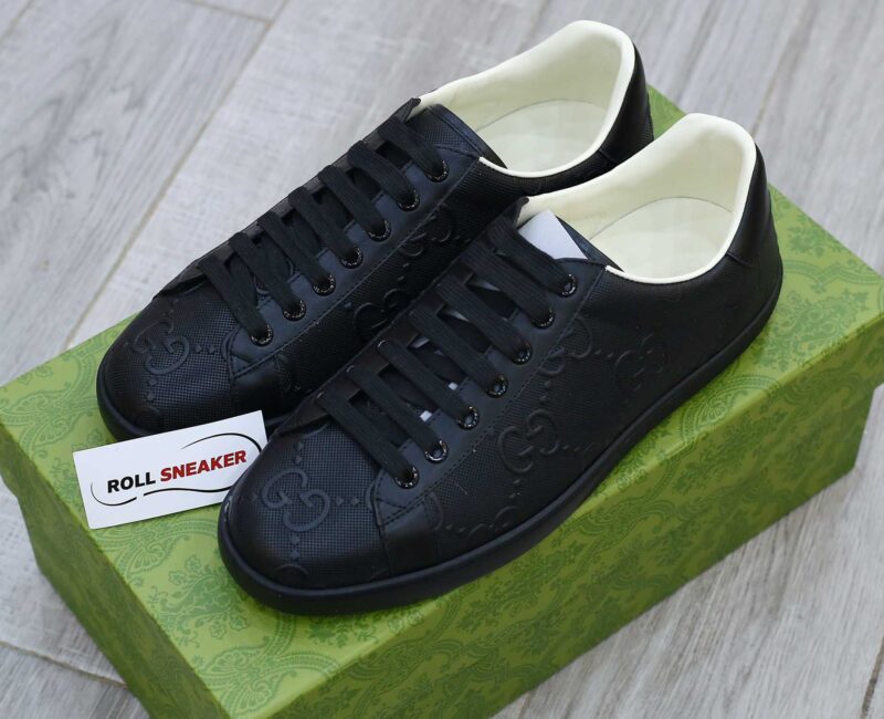 Giày Gucci Ace GG Embossed Sneaker Black Like Auth