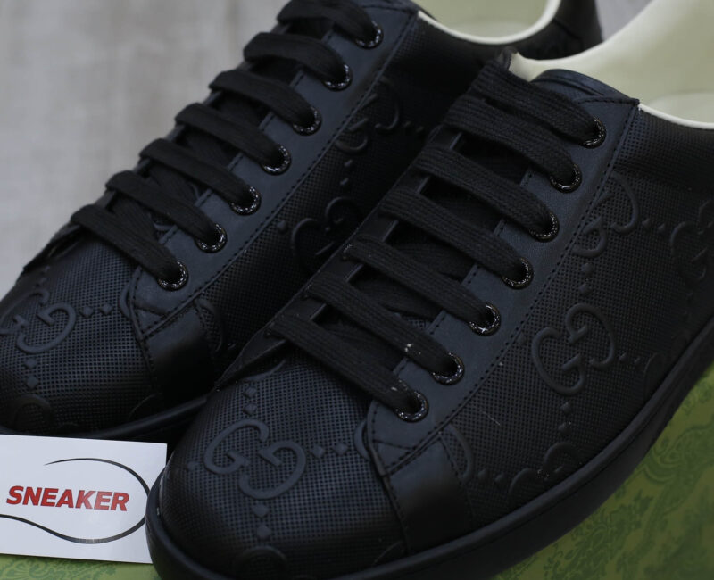 Giày Gucci Ace GG Embossed Sneaker Black Like Auth