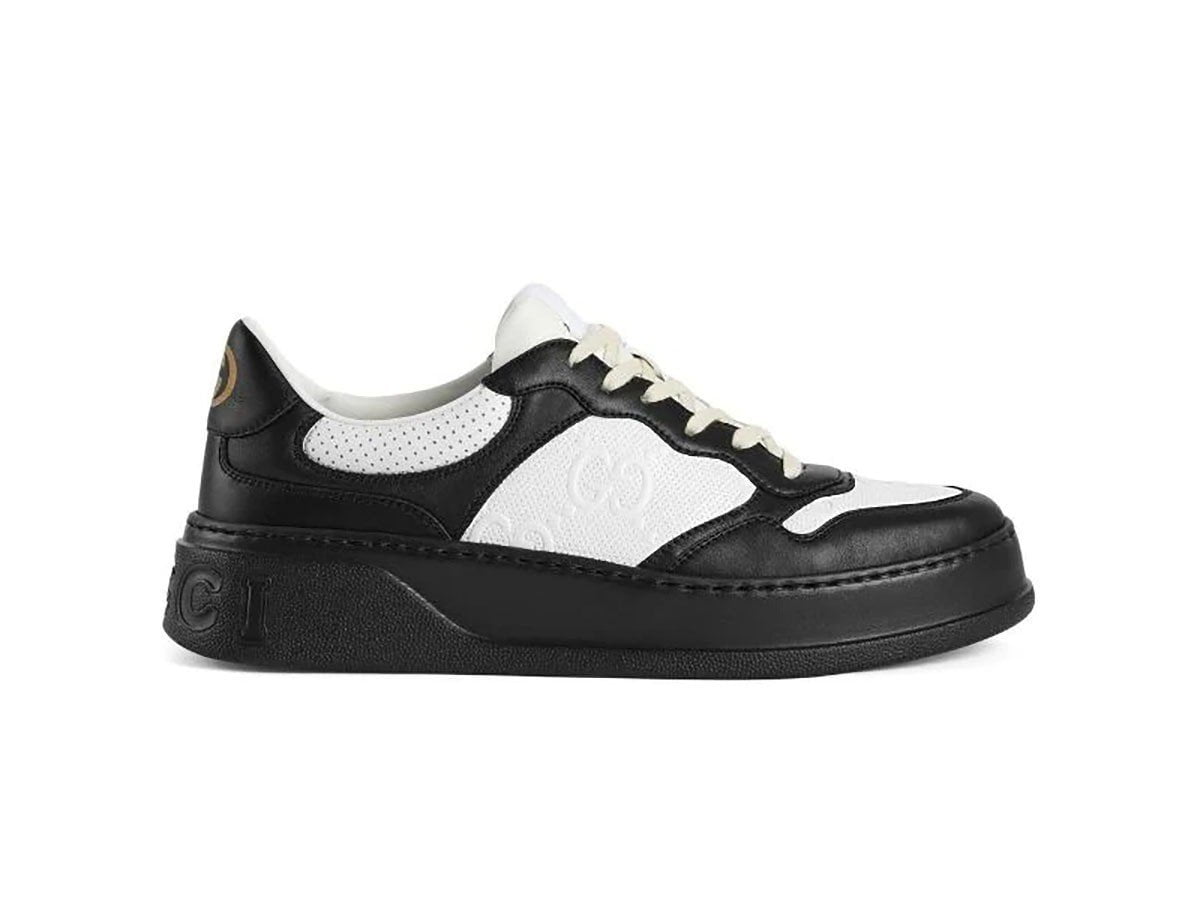 Giày Gucci GG Sneaker Black White leather họa tiết GG dập nổi - Roll Sneaker