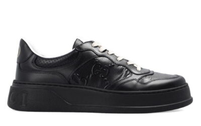 Giày Gucci GG Sneaker Full Black leather da đen họa tiết GG dập nổi