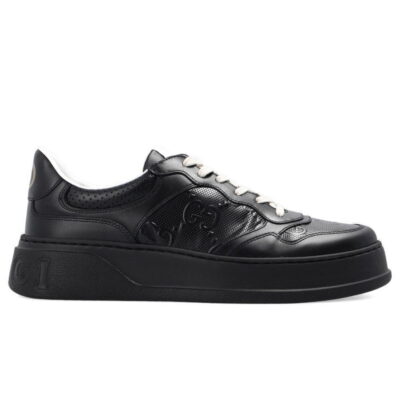 Giày Gucci GG Sneaker Full Black leather da đen họa tiết GG dập nổi