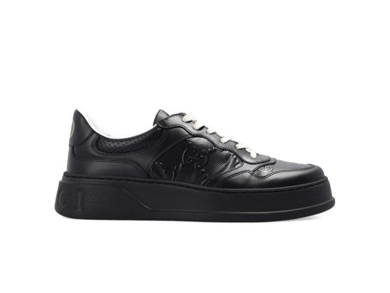 Giày Gucci GG Sneaker Full Black leather da đen họa tiết GG dập nổi