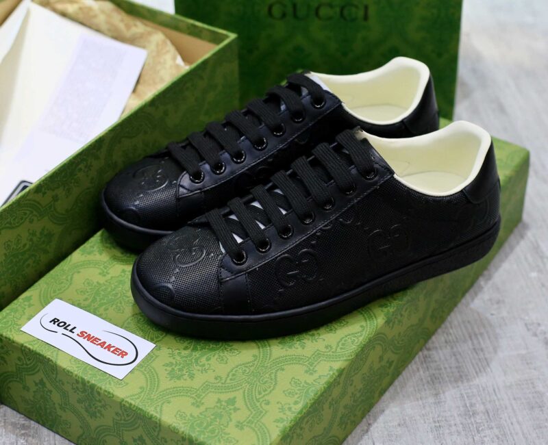 Giày Gucci Ace GG Embossed Sneaker Black Like Auth