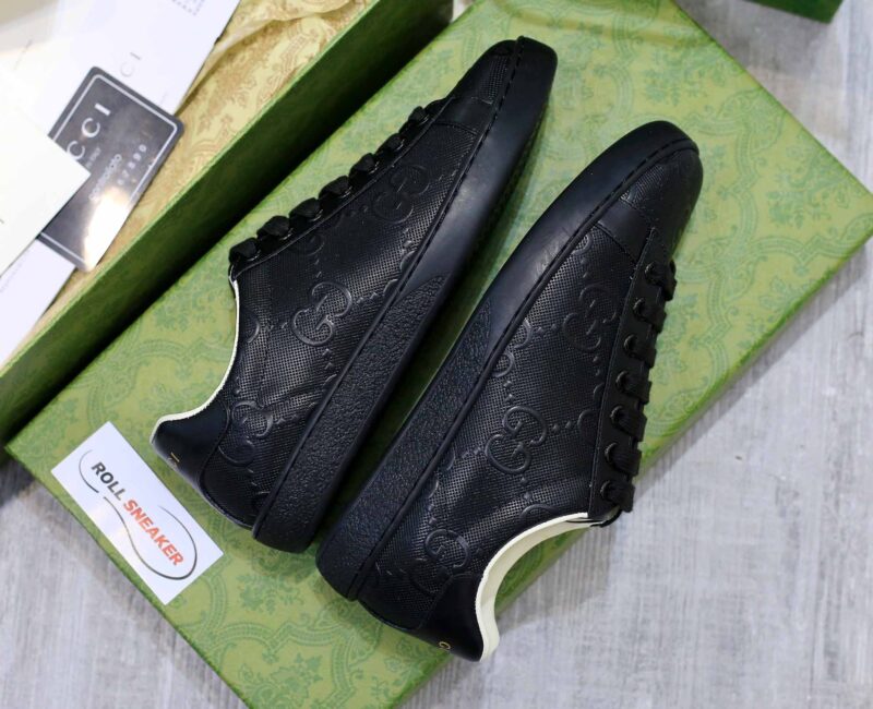 Giày Gucci Ace GG Embossed Sneaker Black Like Auth