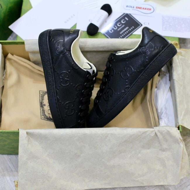 Giày Gucci Ace GG Embossed Sneaker Black Like Auth
