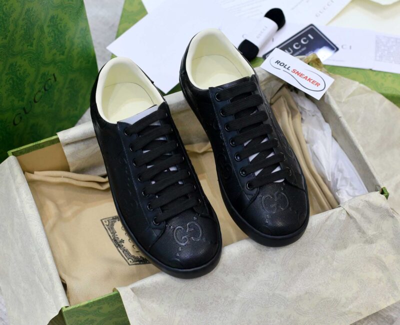 Giày Gucci Ace GG Embossed Sneaker Black Like Auth