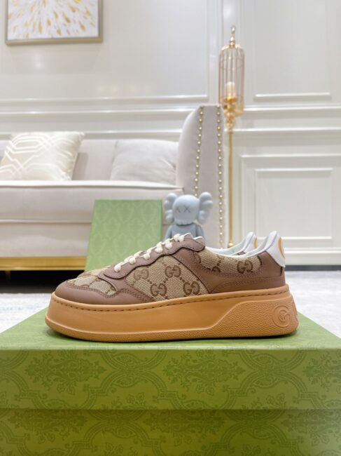 Giày Gucci GG Sneaker Brown leather họa tiết Orignal GG canvas Like Auth