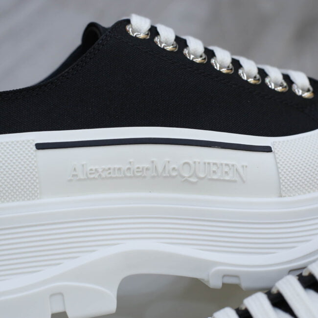 McQueen Tread Slick Low Top Black White Canvas