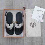 Dép Hermes Nam Canvas Bicolor Black White Like Auth