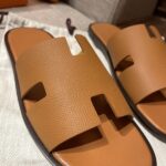 Dép Hermes Izmir Epsom Leather Brown Like Auth