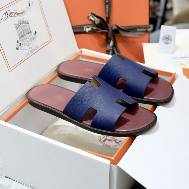 Dép Hermes da Epsom Xanh Đế Đỏ Mận Like Auth