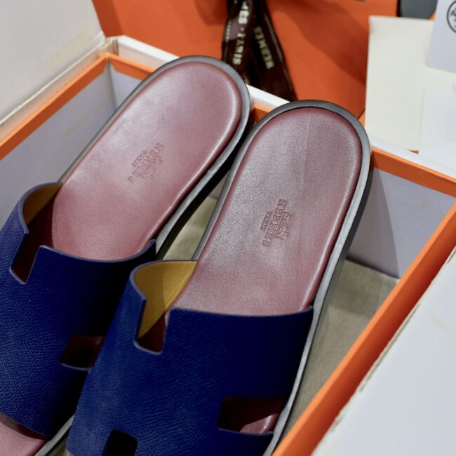 Dép Hermes da Epsom Xanh Đế Đỏ Mận Like Auth