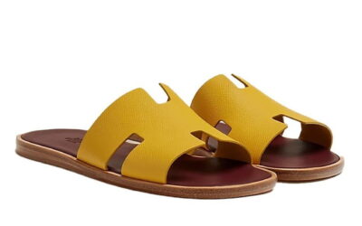 Dép Hermes Lemon Yellow da Epsom lót đế Đỏ Mận Like Auth