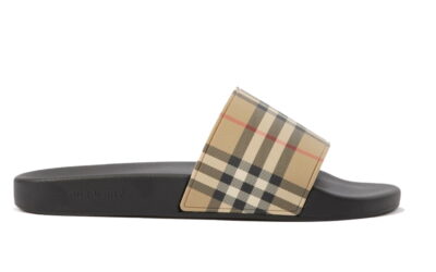 Dép Burberry Vintage Check Print Slides Archive Beige Like Auth