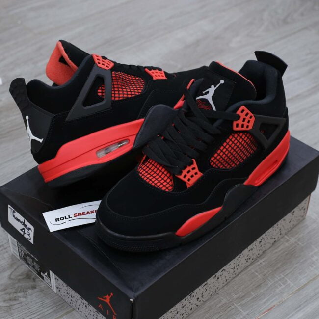 Giày Nike Air Jordan 4 ‘Red Thunder’ đỏ đen