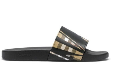 Dép Nam Burberry Sliced Check Print Slides Black