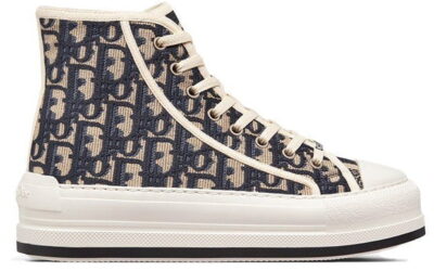 WALK'N'DIOR HIGH-TOP PLATFORM SNEAKER Deep Blue Dior Oblique Embroidered Cotton