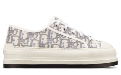 Giày WALK'N'DIOR PLATFORM SNEAKER Gray Stone Dior Oblique Embroidered Cotton