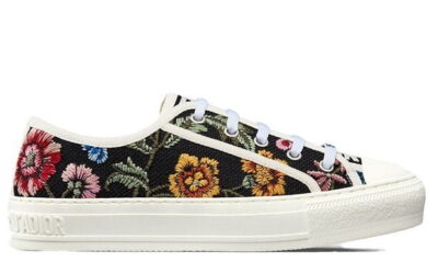 Giày WALK'N'DIOR SNEAKER Black Multicolor Cotton Embroidered with Dior Petites Fleurs Motif