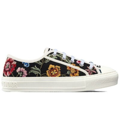 Giày WALK'N'DIOR SNEAKER Black Multicolor Cotton Embroidered with Dior Petites Fleurs Motif