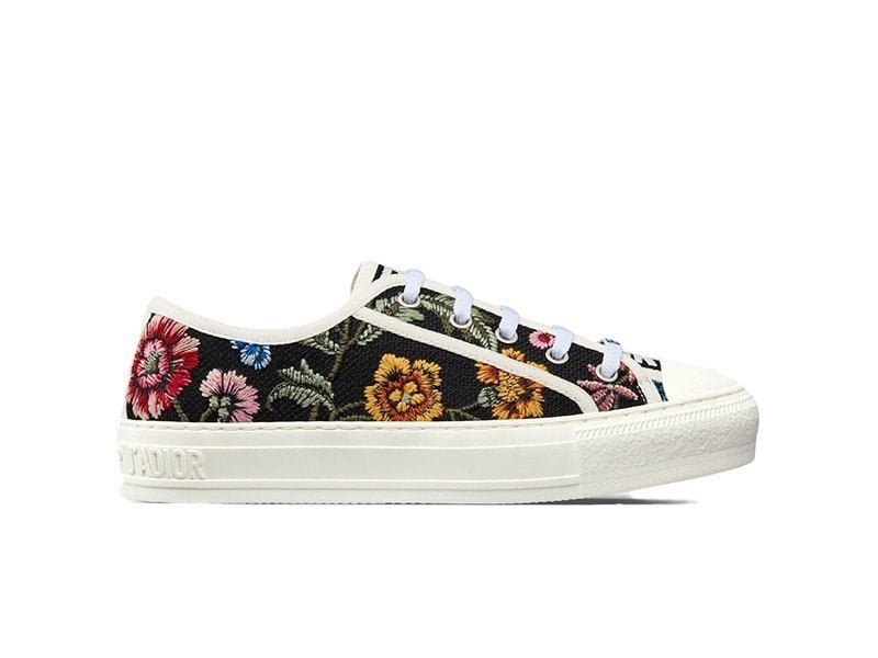 Giày WALK'N'DIOR SNEAKER Black Multicolor Cotton Embroidered with Dior Petites Fleurs Motif