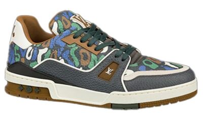 Giày Louis Vuitton Lv Trainer #54 Khaki Green Camouflage Printed Canvas