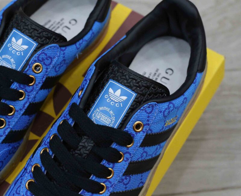 Adidas x Gucci Gazelle Blue GG Monogram Like Auth