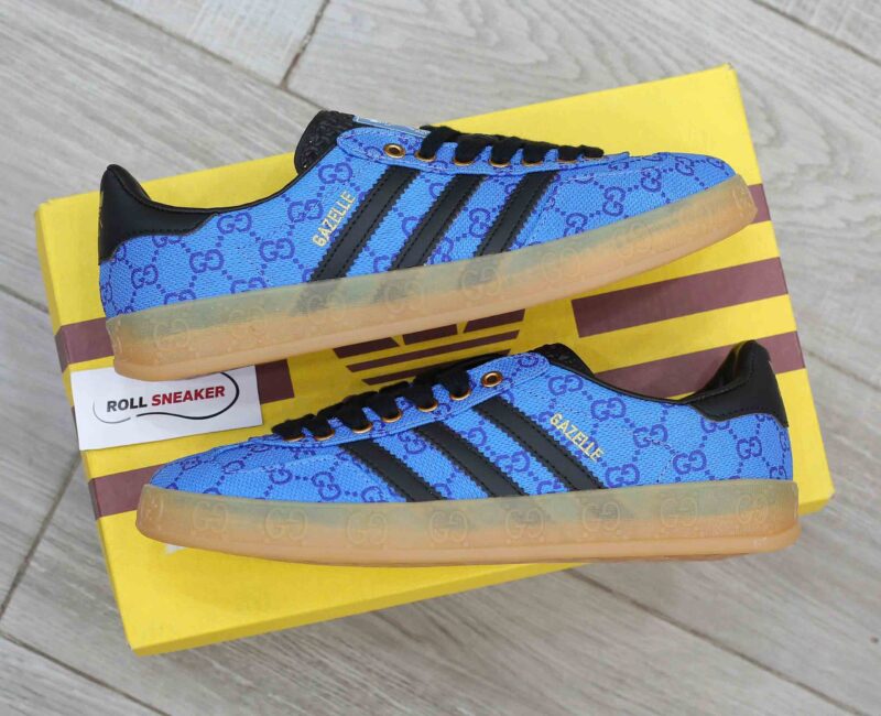 Adidas x Gucci Gazelle Blue GG Monogram Like Auth