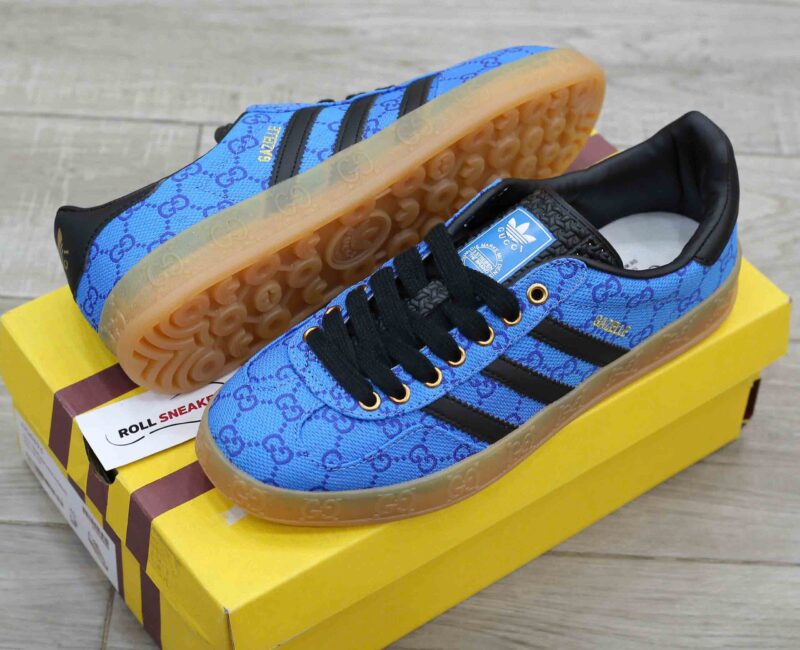 Adidas x Gucci Gazelle Blue GG Monogram Like Auth