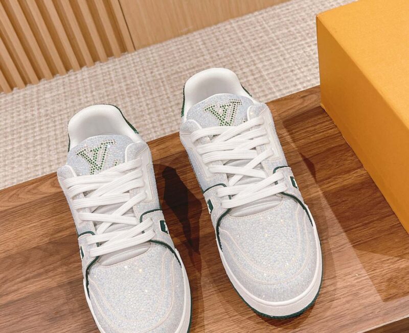 Giày Louis Vuitton Lv Trainer #54 Signature Green Strass