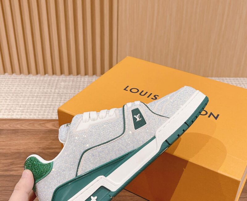 Giày Louis Vuitton Lv Trainer #54 Signature Green Strass