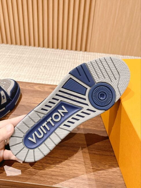 Giày Louis Vuitton Lv Trainer #54 Signature Navy Blue Strass