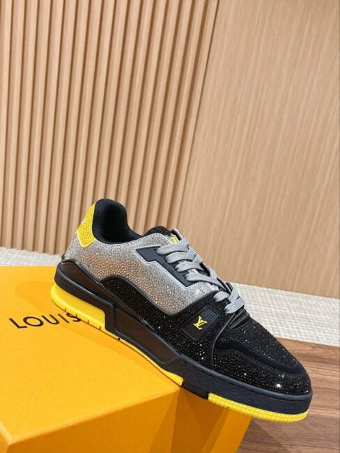 Giày Louis Vuitton Lv Trainer #54 Signature Yellow Black Crystal