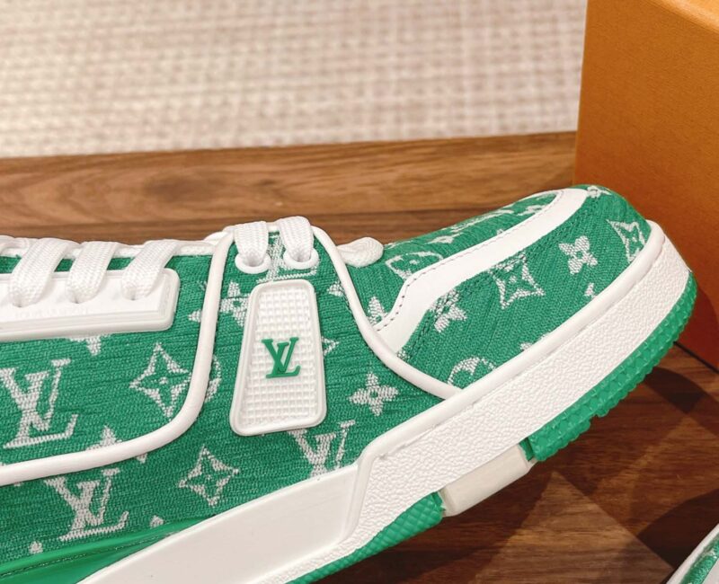 Giày Louis Vuitton LV Trainer Monogram Green Fabric Best Quality