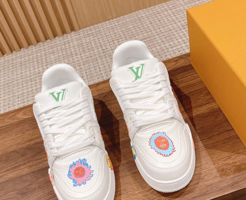 Giày Louis Vuitton x Yayoi Kusama Trainer White Print Best Quality
