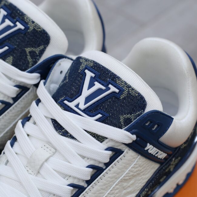 Louis Vuitton LV Trainer Monogram Denim White Blue Like Auth