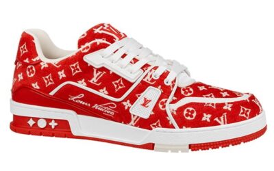 Giày Louis Vuitton LV Trainer Monogram Red Fabric Best Quality