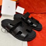 Dép Hermes Chypre Sandal Full Đen Da Trơn Best Quality