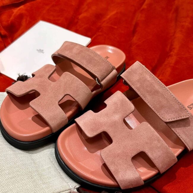 Dép Hermes Chypre Sandal Light Pink Suede Best Quality